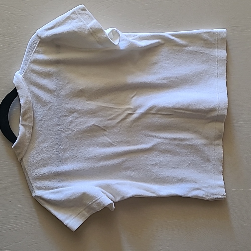 Ralph Lauren Black Label Vintage Made in Hong Kong Cropped Terry Knit Top, Sz L - Picture 2 of 6